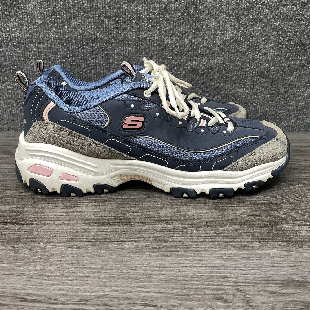 Skechers D'Lites New Journey Sneakers Shoes Retro Walking Training Blue Women 10